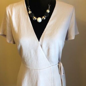 Med wrap lined dress by LUSH brand - light tan